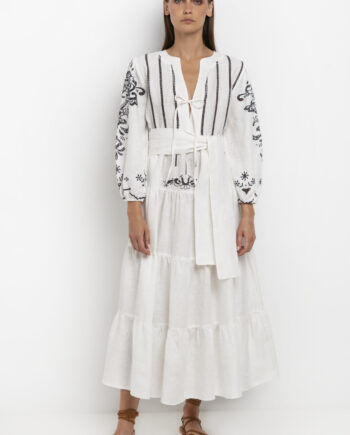 KORI Nefeli long dress white and blue