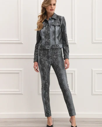 ECO LEATHER SNAKE PRINT PANTS